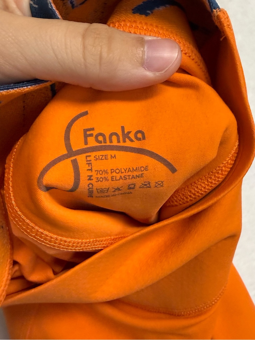 High-Rise Orange Women’s Bike Shorts with Pocket - Picture 7 of 8